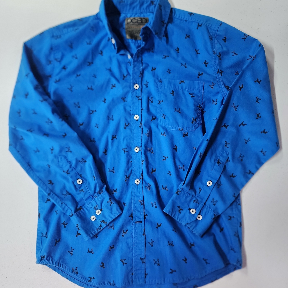 Kids Blue Printed Dog Shirt